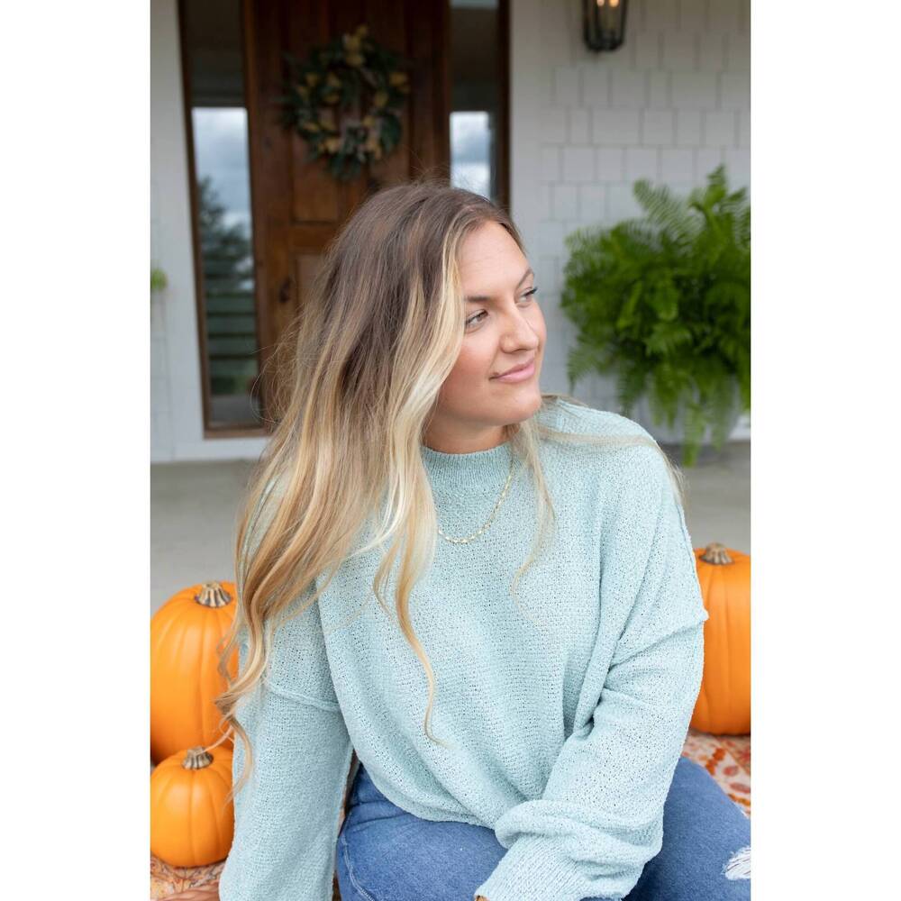 NEW DAVI & DANI mist high neck knit sweater in green